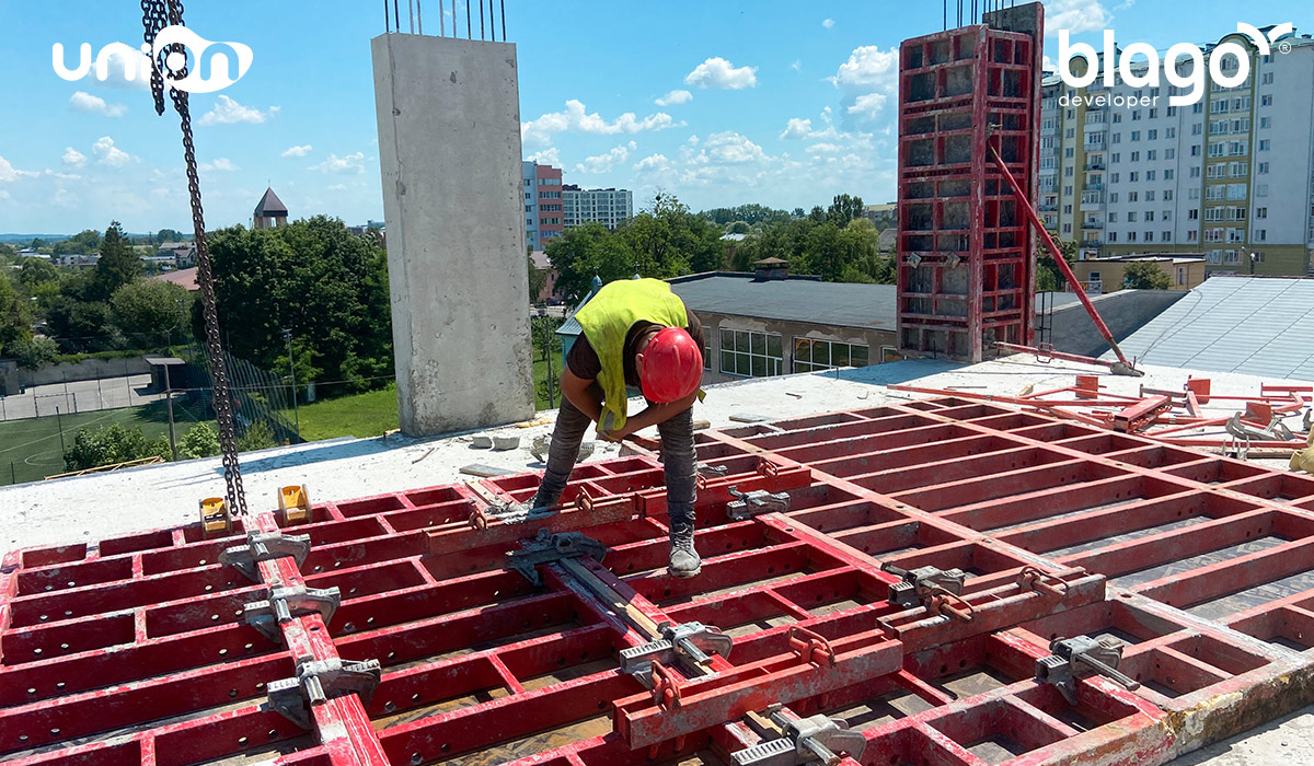 Construction state of the Union residential complex 01.07.2022