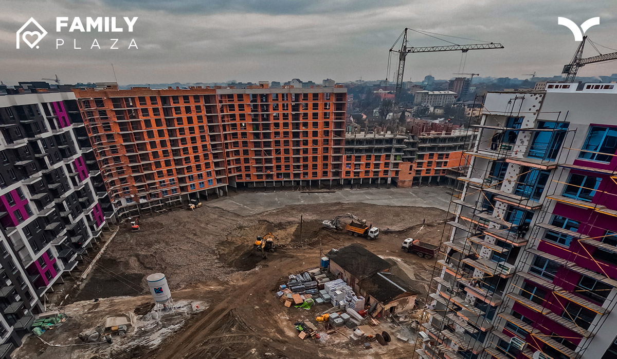 Construction state of the Family Plaza residential complex as of 11.1.2022