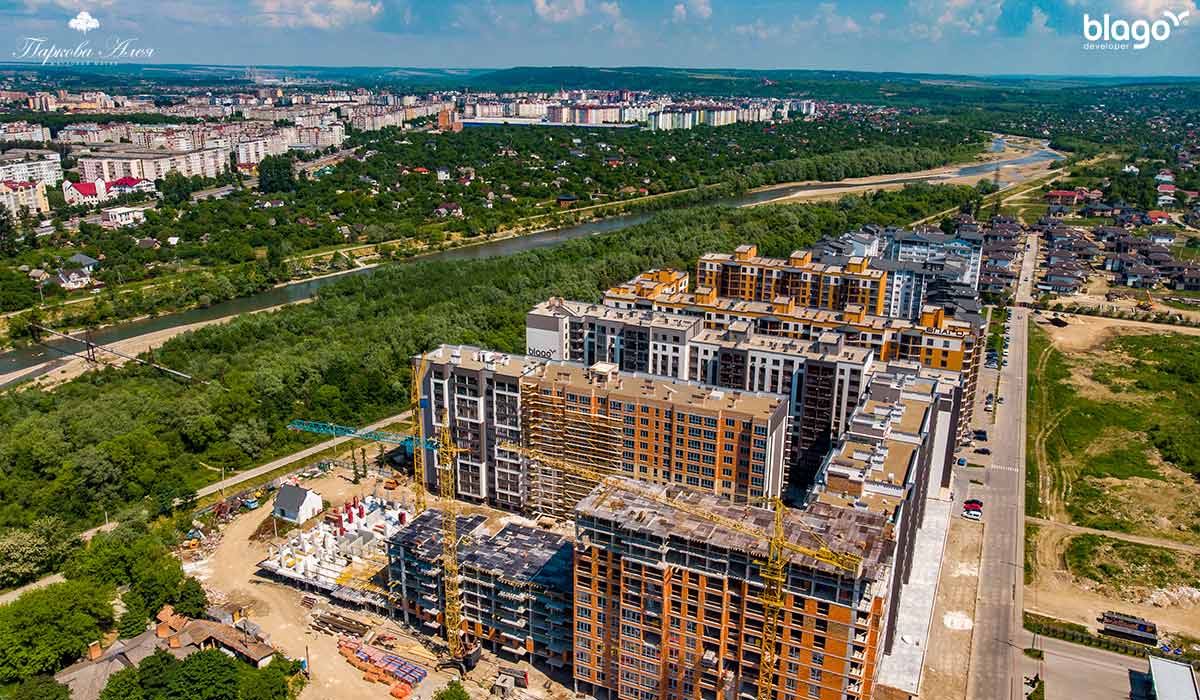 Construction state of the Parkova Aleia residential complex as of 11.06.2021