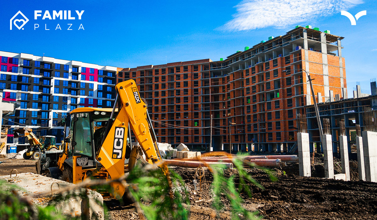 Construction state of the Family Plaza residential complex as of 12.10.2022