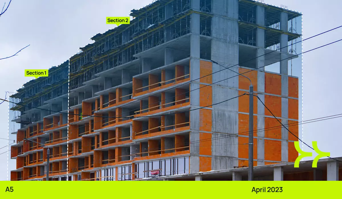 Construction dynamics of the A5 residential complex: April – August 2023