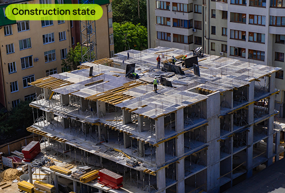 Construction state of the residential complex A5 as of 07.08.2023