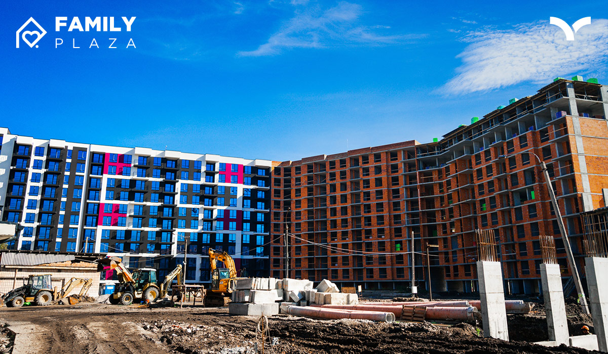 Construction state of the Family Plaza residential complex as of 12.10.2022