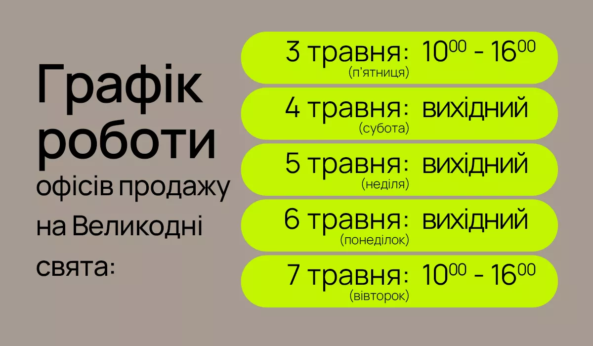 Графік роботи офісів продажів blago на Великодні свята